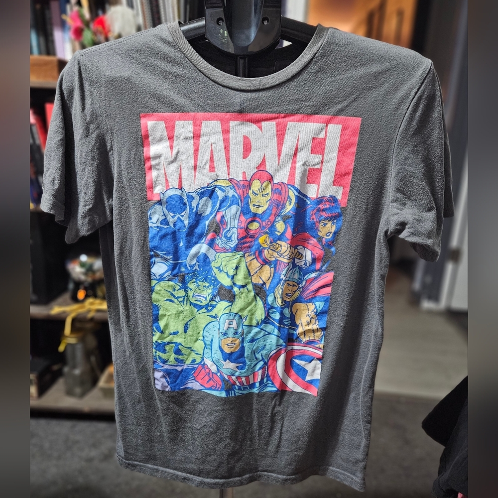 Marvel Superhero Gray T-Shirt for Kids Sz L